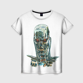 Женская футболка 3D с принтом Терминатор в Курске, 100% полиэфир ( синтетическое хлопкоподобное полотно) | прямой крой, круглый вырез горловины, длина до линии бедер | арт | минимализм | мода | стиль
