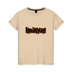 Женская футболка хлопок с принтом Haikyuu!! в Курске, 100% хлопок | прямой крой, круглый вырез горловины, длина до линии бедер, слегка спущенное плечо | haikyuu