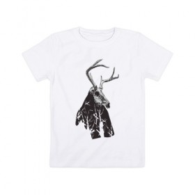 Детская футболка хлопок с принтом Адепт в Курске, 100% хлопок | круглый вырез горловины, полуприлегающий силуэт, длина до линии бедер | готический | животное | лес | мистика | мрачное | ночь | олень | рога | страшное | череп