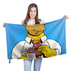 Флаг 3D с принтом Homer в Курске, 100% полиэстер | плотность ткани — 95 г/м2, размер — 67 х 109 см. Принт наносится с одной стороны | homer | simpsons | гомер | симпсон | симпсоны