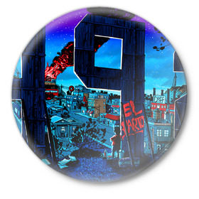 Значок с принтом El Barto в Курске,  металл | круглая форма, металлическая застежка в виде булавки | Тематика изображения на принте: bart | simpsons | барт | симпсоны