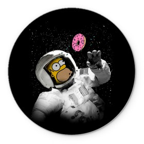 Коврик круглый с принтом Space Homer в Курске, резина и полиэстер | круглая форма, изображение наносится на всю лицевую часть | homer | simpsons | гомер | симпсон | симпсоны