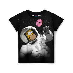 Детская футболка 3D с принтом Space Homer в Курске, 100% гипоаллергенный полиэфир | прямой крой, круглый вырез горловины, длина до линии бедер, чуть спущенное плечо, ткань немного тянется | homer | simpsons | гомер | симпсон | симпсоны
