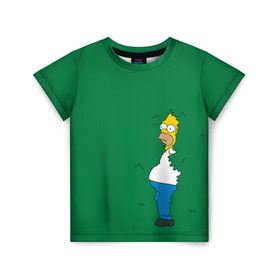 Детская футболка 3D с принтом Green в Курске, 100% гипоаллергенный полиэфир | прямой крой, круглый вырез горловины, длина до линии бедер, чуть спущенное плечо, ткань немного тянется | homer | simpsons | гомер | симпсон | симпсоны