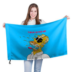 Флаг 3D с принтом TRASHER в Курске, 100% полиэстер | плотность ткани — 95 г/м2, размер — 67 х 109 см. Принт наносится с одной стороны | homer | simpsons | гомер | симпсон | симпсоны