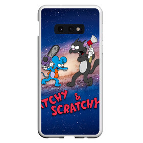 Чехол для Samsung S10E с принтом Itchy & Scratchy space в Курске, Силикон | Область печати: задняя сторона чехла, без боковых панелей | Тематика изображения на принте: simpsons | the itchy  scratchy | симпсоны | щекотка и царапка