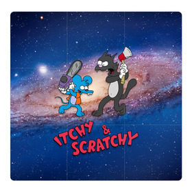 Магнитный плакат 3Х3 с принтом Itchy & Scratchy space в Курске, Полимерный материал с магнитным слоем | 9 деталей размером 9*9 см | simpsons | the itchy  scratchy | симпсоны | щекотка и царапка