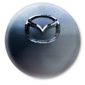 Значок с принтом Мазда Дождь в Курске,  металл | круглая форма, металлическая застежка в виде булавки | mazda | мазда