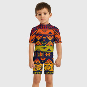 Детский купальный костюм 3D с принтом Африканские символы в Курске, Полиэстер 85%, Спандекс 15% | застежка на молнии на спине | Тематика изображения на принте: africa | pattern | африка | африканские мотивы | народы африки | национальная одежда | переплетение нитей | ткани | узор | этнический узор