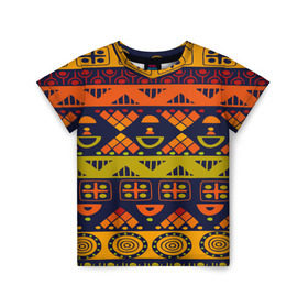 Детская футболка 3D с принтом Африканские символы в Курске, 100% гипоаллергенный полиэфир | прямой крой, круглый вырез горловины, длина до линии бедер, чуть спущенное плечо, ткань немного тянется | Тематика изображения на принте: africa | pattern | африка | африканские мотивы | народы африки | национальная одежда | переплетение нитей | ткани | узор | этнический узор