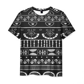 Мужская футболка 3D с принтом Black and White ethnic в Курске, 100% полиэфир | прямой крой, круглый вырез горловины, длина до линии бедер | pattern | индийские мотивы | индия | народы индии | национальная одежда | переплетение нитей | ткани | узор | этнический узор