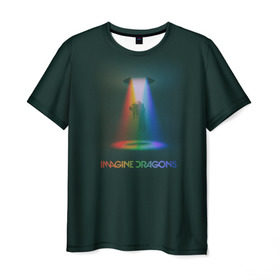 Мужская футболка 3D с принтом Imagine Dragons Light в Курске, 100% полиэфир | прямой крой, круглый вырез горловины, длина до линии бедер | demons | evolve | mirrors | radioactive | драконы | космос | музыка | нло | ночь | поп | радуга | рок | свет