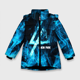 Зимняя куртка для девочек 3D с принтом Linkin Park синий дым в Курске, ткань верха — 100% полиэстер; подклад — 100% полиэстер, утеплитель — 100% полиэстер. | длина ниже бедра, удлиненная спинка, воротник стойка и отстегивающийся капюшон. Есть боковые карманы с листочкой на кнопках, утяжки по низу изделия и внутренний карман на молнии. 

Предусмотрены светоотражающий принт на спинке, радужный светоотражающий элемент на пуллере молнии и на резинке для утяжки. | альтернативный рок | линкин парк