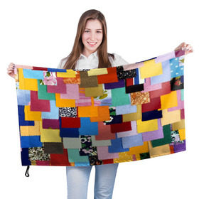 Флаг 3D с принтом Цветные лоскуты в Курске, 100% полиэстер | плотность ткани — 95 г/м2, размер — 67 х 109 см. Принт наносится с одной стороны | color | spray | капли красок | лоскуты | одежда | радуга | разноцветные | цветные