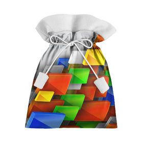Подарочный 3D мешок с принтом Абстрактные фигуры в Курске, 100% полиэстер | Размер: 29*39 см | Тематика изображения на принте: грань | краски | кубик | кубики | линии | мозаика | разноцветные кубы | ребро | текстура | тени | узор