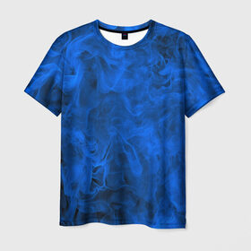 Мужская футболка 3D с принтом Синий дым в Курске, 100% полиэфир | прямой крой, круглый вырез горловины, длина до линии бедер | fire | flame | in fire | smoke | в огне | дым | огненный | огонь | текстуры