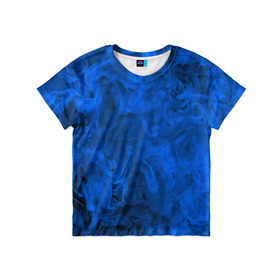 Детская футболка 3D с принтом Синий дым в Курске, 100% гипоаллергенный полиэфир | прямой крой, круглый вырез горловины, длина до линии бедер, чуть спущенное плечо, ткань немного тянется | fire | flame | in fire | smoke | в огне | дым | огненный | огонь | текстуры