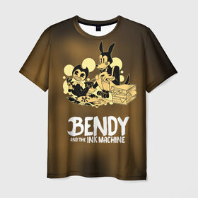 Мужская футболка 3D с принтом Bendy and the ink machine в Курске, 100% полиэфир | прямой крой, круглый вырез горловины, длина до линии бедер | bendy | horror | ink | machine