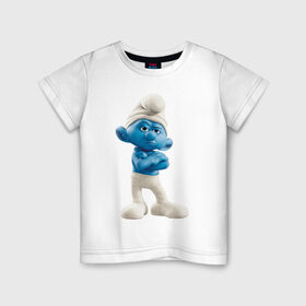 Детская футболка хлопок с принтом Ворчун в Курске, 100% хлопок | круглый вырез горловины, полуприлегающий силуэт, длина до линии бедер | смурфики