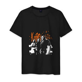 Мужская футболка хлопок с принтом Группа Korn в Курске, 100% хлопок | прямой крой, круглый вырез горловины, длина до линии бедер, слегка спущенное плечо. | альтернативный метал | группа | корн | ню метал