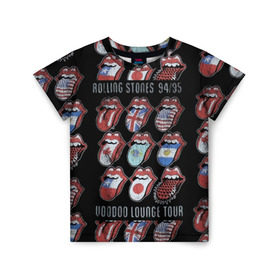 Детская футболка 3D с принтом The Rolling Stones в Курске, 100% гипоаллергенный полиэфир | прямой крой, круглый вырез горловины, длина до линии бедер, чуть спущенное плечо, ткань немного тянется | англия | аргентина | блюз рок | канада | мик джаггер | музыка | песни | психоделический рок | ритм н блюз | рок | рок н ролл | ролинг | рот | стоун | стоунз | сша | флаг | язык | япония