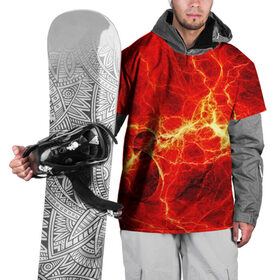 Накидка на куртку 3D с принтом Огненные молнии в Курске, 100% полиэстер |  | абстракции | арт | молния | огонь | полосы | узорыpattern