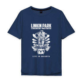 Мужская футболка хлопок Oversize с принтом Linkin Park две эмблемы в Курске, 100% хлопок | свободный крой, круглый ворот, “спинка” длиннее передней части | Тематика изображения на принте: 