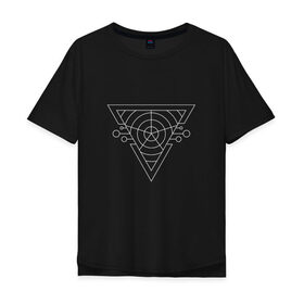 Мужская футболка хлопок Oversize с принтом Темный треугольник в Курске, 100% хлопок | свободный крой, круглый ворот, “спинка” длиннее передней части | абстракция | геометрия | круги | треугольник