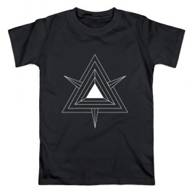 Мужская футболка хлопок с принтом Темные треугольники в Курске, 100% хлопок | прямой крой, круглый вырез горловины, длина до линии бедер, слегка спущенное плечо. | 