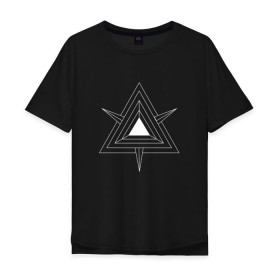 Мужская футболка хлопок Oversize с принтом Темные треугольники в Курске, 100% хлопок | свободный крой, круглый ворот, “спинка” длиннее передней части | Тематика изображения на принте: 