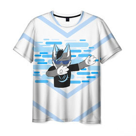 Мужская футболка 3D с принтом Wolf Dab в Курске, 100% полиэфир | прямой крой, круглый вырез горловины, длина до линии бедер | dab | dabbing | music | style | wolf | арт | волк | животные | музыка | полосы | стиль | текстура