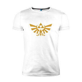Мужская футболка премиум с принтом The Legend of Zelda в Курске, 92% хлопок, 8% лайкра | приталенный силуэт, круглый вырез ворота, длина до линии бедра, короткий рукав | triforce | желтый | зельда | легенда | лого | трифорс | эмблема