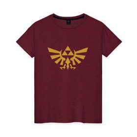 Женская футболка хлопок с принтом The Legend of Zelda в Курске, 100% хлопок | прямой крой, круглый вырез горловины, длина до линии бедер, слегка спущенное плечо | triforce | желтый | зельда | легенда | лого | трифорс | эмблема