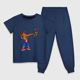 Детская пижама хлопок с принтом Crash dab в Курске, 100% хлопок |  брюки и футболка прямого кроя, без карманов, на брюках мягкая резинка на поясе и по низу штанин
 | crash bandicoot