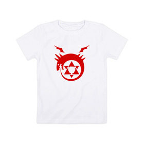 Детская футболка хлопок с принтом Fullmetal Alchemist Homunculus в Курске, 100% хлопок | круглый вырез горловины, полуприлегающий силуэт, длина до линии бедер | alchemist | fullmetal | алхимик | гомункул | знак | символ | стальной | цельнометаллический | эмблема