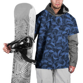 Накидка на куртку 3D с принтом Камуфляж с дельфинами в Курске, 100% полиэстер |  | Тематика изображения на принте: вода | дельфин | дельфины | милитари | море | океан | паттерн | синий | текстура | черное