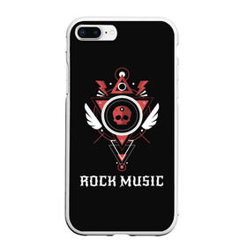 Чехол для iPhone 7Plus/8 Plus матовый с принтом Rock Music в Курске, Силикон | Область печати: задняя сторона чехла, без боковых панелей | знаки | красный | музыка | рок | череп | черный