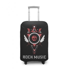 Чехол для чемодана 3D с принтом Rock Music в Курске, 86% полиэфир, 14% спандекс | двустороннее нанесение принта, прорези для ручек и колес | знаки | красный | музыка | рок | череп | черный