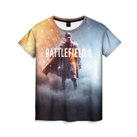 Женская футболка 3D с принтом Battlefield One в Курске, 100% полиэфир ( синтетическое хлопкоподобное полотно) | прямой крой, круглый вырез горловины, длина до линии бедер | battlefield 1 | battlefield one | dice | ea | electronic arts | frostbite | tm | батлфилд 1