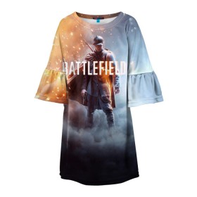 Детское платье 3D с принтом Battlefield One в Курске, 100% полиэстер | прямой силуэт, чуть расширенный к низу. Круглая горловина, на рукавах — воланы | battlefield 1 | battlefield one | dice | ea | electronic arts | frostbite | tm | батлфилд 1