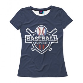 Женская футболка 3D с принтом Baseball в Курске, 100% полиэфир ( синтетическое хлопкоподобное полотно) | прямой крой, круглый вырез горловины, длина до линии бедер | baseball | аут | бейс | бита | бол | игра | мяч | страйк