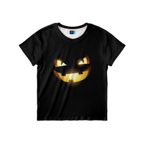 Детская футболка 3D с принтом Happy Halloween в Курске, 100% гипоаллергенный полиэфир | прямой крой, круглый вырез горловины, длина до линии бедер, чуть спущенное плечо, ткань немного тянется | Тематика изображения на принте: 