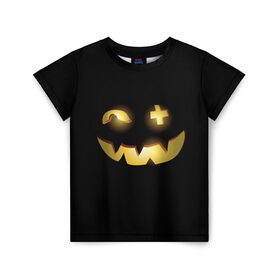 Детская футболка 3D с принтом Happy Halloween в Курске, 100% гипоаллергенный полиэфир | прямой крой, круглый вырез горловины, длина до линии бедер, чуть спущенное плечо, ткань немного тянется | Тематика изображения на принте: 