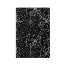 Обложка для паспорта матовая кожа с принтом Паутинка в Курске, натуральная матовая кожа | размер 19,3 х 13,7 см; прозрачные пластиковые крепления | Тематика изображения на принте: белый | паутина | узор | хэллоуин | черный