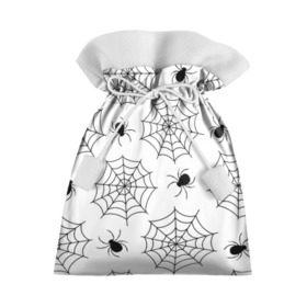 Подарочный 3D мешок с принтом Паутинка в Курске, 100% полиэстер | Размер: 29*39 см | Тематика изображения на принте: белый | паук | паутина | узор | хэллоуин | черный