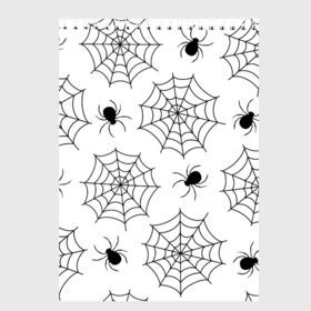 Скетчбук с принтом Паутинка в Курске, 100% бумага
 | 48 листов, плотность листов — 100 г/м2, плотность картонной обложки — 250 г/м2. Листы скреплены сверху удобной пружинной спиралью | белый | паук | паутина | узор | хэллоуин | черный