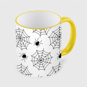 Кружка с принтом Паутинка в Курске, керамика | ёмкость 330 мл | белый | паук | паутина | узор | хэллоуин | черный