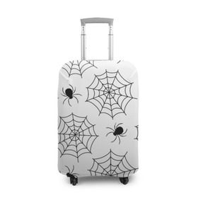 Чехол для чемодана 3D с принтом Паутинка в Курске, 86% полиэфир, 14% спандекс | двустороннее нанесение принта, прорези для ручек и колес | белый | паук | паутина | узор | хэллоуин | черный