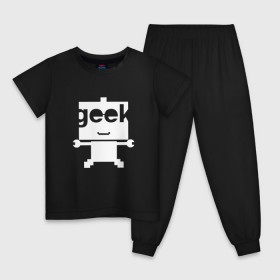 Детская пижама хлопок с принтом Робот geek (компьютерщик) в Курске, 100% хлопок |  брюки и футболка прямого кроя, без карманов, на брюках мягкая резинка на поясе и по низу штанин
 | Тематика изображения на принте: админ | программист | работа | улыбка | фанат | хакер