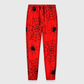 Мужские брюки 3D с принтом Happy Halloween в Курске, 100% полиэстер | манжеты по низу, эластичный пояс регулируется шнурком, по бокам два кармана без застежек, внутренняя часть кармана из мелкой сетки | белый | паук | паутина | узор | хэллоуин | черный
